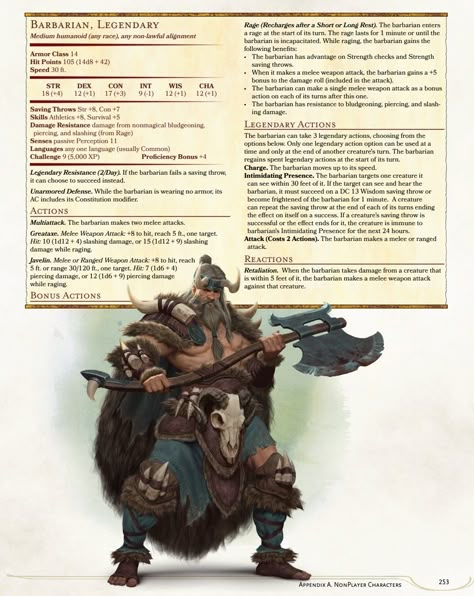 Dnd Monsters Low Level Homebrew, Dnd 5e Npc, Barbarian Dnd, Witcher Monsters, Homebrew Monsters, Dnd Monster, Dnd Npc, Monster Manual, Dnd Stats