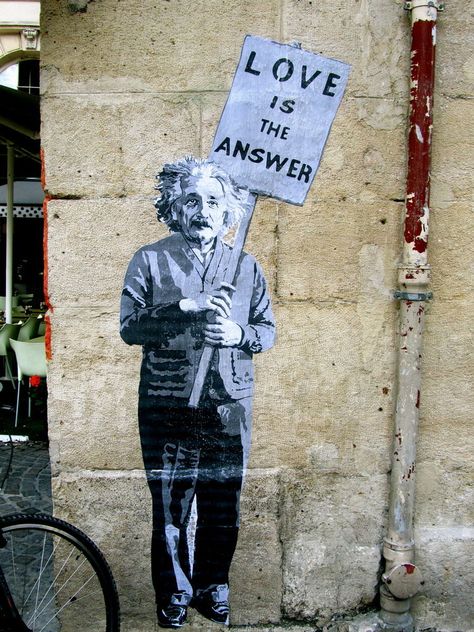 Love is the Answer  by ~Taiyohinotsuki Love Is The Answer, Street Art Banksy, Banksy Graffiti, Banksy Art, Amazing Street Art, 3d Street Art, Graffiti Alphabet, E Mc2, Street Art Graffiti