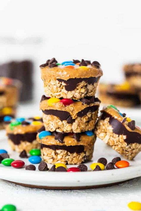 Monster Cookie Oat Cups, Recipe With Quick Oats, Oat Cups, Monster Cookies Recipe, Fit Foodie Finds, Monster Cookie, Peanut Butter Oats, Chocolate Oats, Fit Foodie