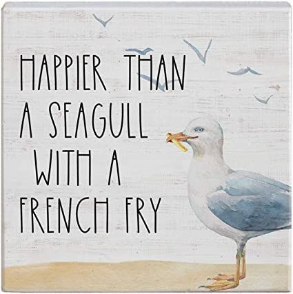 Seagull With A French Fry, Summer Wood Sign, Making Signs On Wood, Rustic Wooden Sign, French Fry, Small Talk, Coastal Cottage, French Fries, Wooden Sign