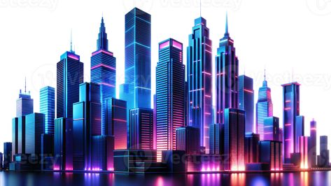 Futuristic City Skyline at Dusk With Neon Lights Reflecting on Water Surface Futuristic City Skyline, Futuristic Skyline, Creative Logo Design Art, Graphic Png, Water Surface, Logo Design Art, Tree Saw, Rainbow Wallpaper, Futuristic City