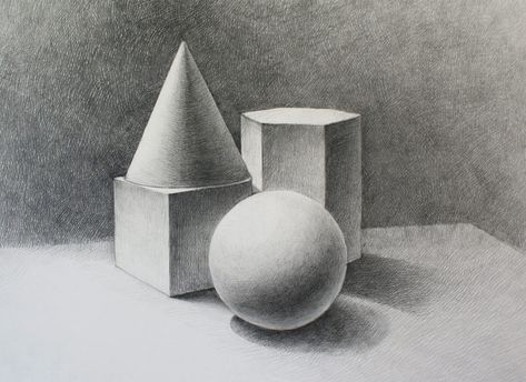 How to Draw Objects Vide Lesson - Discover how to draw a still ... Value Drawing, Rendering Drawing, Geometric Shapes Drawing, Composition Drawing, Shading Drawing, Observational Drawing, Geometric Shapes Art, Drawing Examples, Object Drawing