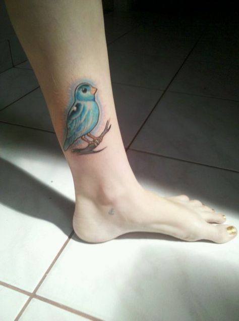 Blue canary tattoo Song Bird Tattoo, Songbird Tattoo, Blue Canary, Birdhouse In Your Soul, They Might Be Giants, Watch Over Me, Bird Tattoo, Cute Bird, Birds Tattoo