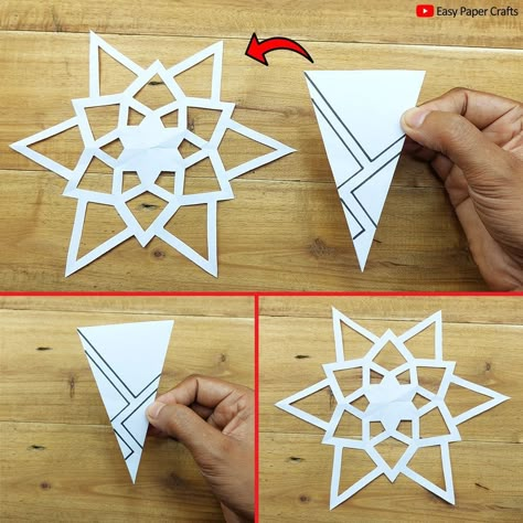 Paper Snowflake Patterns Templates, Diy Snow Flakes Paper Snowflake Pattern, Winter Mural, Snow Flake Designs Paper, Xmas Snowflakes, Paper Stars Diy Easy 3d Snowflakes, 3-d Snowflakes How To Make, Paper Craft Flowers, Snow Flake Paper Cut