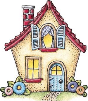 COUNTRY CLIP ART Cartoon House, Soyut Sanat Tabloları, Country Paintings, House Quilts, Cute House, House Drawing, Art And Illustration, A Drawing, Whimsical Art