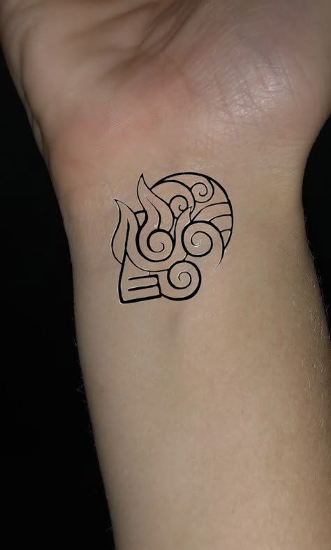 Small Tattoos Nerdy, Four Elements Tattoo Avatar, The Last Avatar Tattoo, Avatar Matching Tattoos, Avatar Sibling Tattoo, Avatar The Last Airbender Minimalist Tattoo, Avatar The Last Airbender Elements Tattoo, Minimalist Avatar Tattoo, Toph Beifong Tattoo Ideas