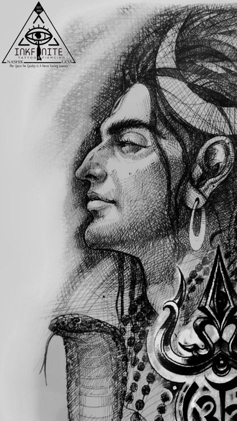 Lord Shiva Sketch Creative, Sketch Of God, Harley Quinn Drawing Sketches, Leaf Pencil Drawing, Lord Shiva Drawing, Unique Sketches, Lord Shiva Tattoo, Lord Shiva Sketch, Shiva Sketch