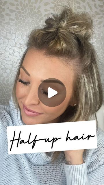 Ashley Erickson on Instagram: "I’ve never met a messy bun I didn’t like 🤷🏼‍♀️ This is the cutest way to achieve a full, half-up hairstyle 🫶🏻  . . #hairreel #reelhair #hairstyles #half-uphairstyles #easyhair #straighthair #shorthair #shorthairstyle #shorthairideas #hairideas #hairvideo #hairtutorial #hairgoals #haircut #haircolor #thinhair #finehair #cutehair #hairtutorial #hairgoals #hairlove #hairvideos #hairoftheday #hairtrends" Half Up Wavy Hairstyles Short Hair, Short Hairstyle Women Fine Hair Half Up, Easy Half Up Half Down Hairstyles Short, Half Up Shoulder Length Hair Simple, Half Up Lob, Half Up Bun Fine Hair, Short Hair Styles Half Up Half Down, Short Half Up Half Down Hairstyles, Half Up Fine Hair