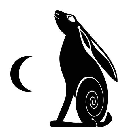 Moon Hare Tattoo, Hare Line Drawing, Moon Gazing Hare Tattoo, Hare Silhouette, Hare Embroidery, Hare Tattoo, 52 Blocks, Hare Drawing, Brown Moon