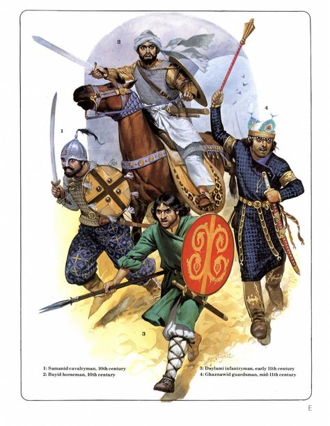 47044122 Osprey MAAS 125 the Armies of Islam 7th 11th Centuries Persian Warrior, Military Images, Warriors Illustration, Historical Warriors, Historical Illustration, Ancient Warfare, Early Middle Ages, Medieval Armor, The Warriors