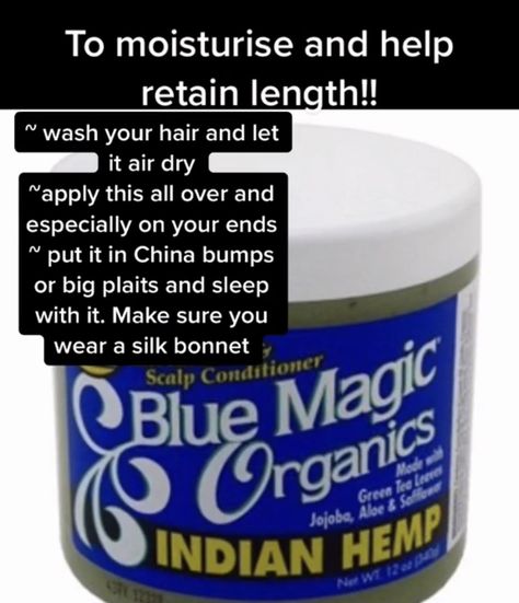 Indian Hair Products For Hair Growth, Grease Scalp Black Women, Indian Hair Mask For Growth, Blue Magic Grease On Natural Hair, Blue Magic Hair Grease, Blue Magic Hair Grease Growth, Blue Magic Indian Hemp, Hair Growth Grease, Natural Hair Journey Tips