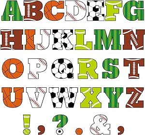 150 PCS Large 7" Font Letters and Punctuation Set, Sports Party Football Soccer Classroom Alphabet Cutout for Bulletin Board Display Home School, A Great Helper to Inspire Students' Learning Interest Sports Theme Classroom Decorations, Sports Lettering, Bulletin Letters, Sport Lettering, Football Letters, Sports Bulletin Boards, Sports Letters, School Sports Theme, 7 Font