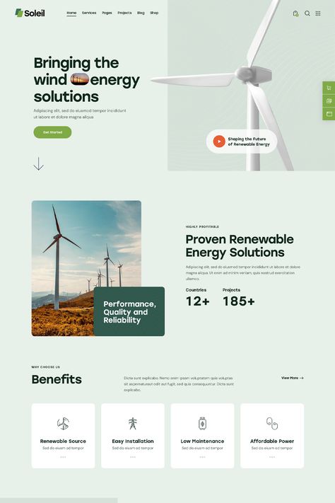 Soleil is a stylish responsive WordPress theme with a modern contemporary industrial design. It will be an ideal option for a supplier of the renewable energy, a store of trendy solar panels firm, solar panels maintenance company. Solar Website, Technology Theme, Renewable Energy, Ui Ux Design, Wordpress Theme, Solar Panels, Ui Design, Industrial Design, Wordpress