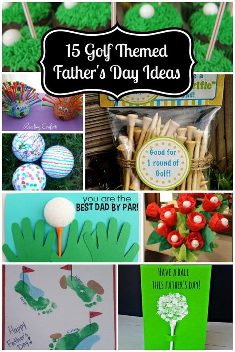 15 Golf Themed Father's Day Ideas to celebrate the golfer in your life.  These fun and creative ideas are bound to be a big hit "fore" sure! Father's Day Ideas, Handmade Father's Day Gifts, Golf Birthday Gifts, Diy Father's Day Crafts, Homemade Fathers Day Gifts, Grandpa Birthday Gifts, Grandpa Birthday, Dyi Gifts, Golf Gifts For Men