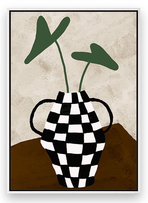 Black and White Checker Vase - Small - 1295x915 / Black Framed Canvas Checker Painting, Checker Art, Checkered Art, Abstract Art Projects, Posca Markers, Watermelon Art, Art Noir, Feel Like Home, Hand Painted Walls