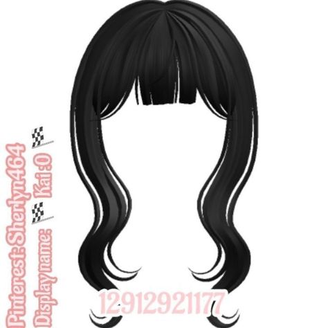 Roblox Codes Hair Black, Black Hair Id Roblox, Black Hair Bangs, Black Hair Bun, Roblox Ids, Wavy Bangs, Roblox Brookhaven, Y2k Hair, Blonde Hair With Bangs