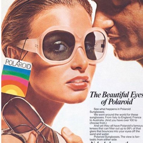 Love it when we have the sunnies to match the advert #polaroid #sunglasses #vintagesunglasses #vintagefashion #gafasdesol #sonnenbrille #lunettedesoleil #occhialidasole #girlswithglasses #fashion 1960s Ads, Sunglasses Ads, Groovy Sunglasses, Eyewear Ad, 1970s Sunglasses, 70s Sunglasses, Patti Hansen, Beauty Ads, Fake Glasses