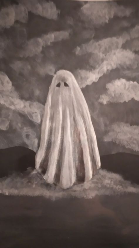 Background with ghost Grey Painting Ideas On Canvas Aesthetic, Ghost Painting Tutorial, Ghost Drawing Aesthetic, Ghost Aesthetic Wallpaper, Ghost Sketch, Ghost Painting Ideas, Ghost Paintings, Ghost Painting, Koi Painting