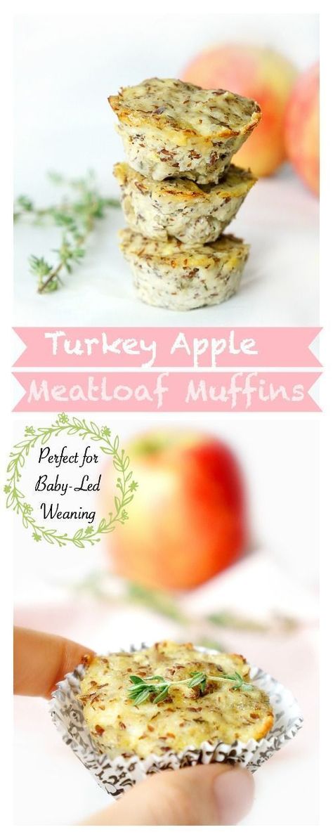 Apple Meatloaf, Iron Rich Snacks, Turkey Apple, Fingerfood Baby, Meatloaf Muffins, Healthy Protein Snacks, Baby Led Weaning Recipes, Weaning Recipes, Baby Finger Foods