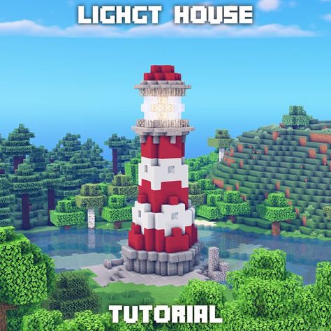 Minecraft Light House Design, Minecraft Light House Ideas, Light House Minecraft Easy, Minecraft Small Lighthouse, Minecraft Building Ideas Lighthouse, Lighthouse Minecraft Build, Living Room Skylight, Mc Lighthouse, Minecraft Lighthouse Ideas