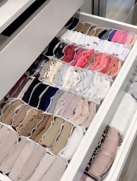 #bathroominspo #storage Shoe Organization Small Space, Nursery Dresser Organization, Closet Clothes Storage, Baby Clothes Organization, Drawer Divider, Closet Decor, Bedroom Closet Design, Small Closet Organization, Small Closet