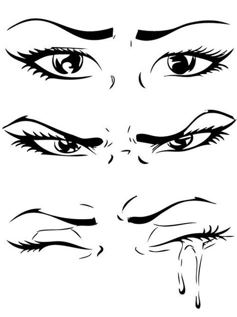 Great expressions Closed Eye Drawing, Angry Eyes, Crying Eyes, Realistic Eye Drawing, Eye Expressions, Manga Eyes, Eye Drawing Tutorials, Eye Sketch, Digital Drawings