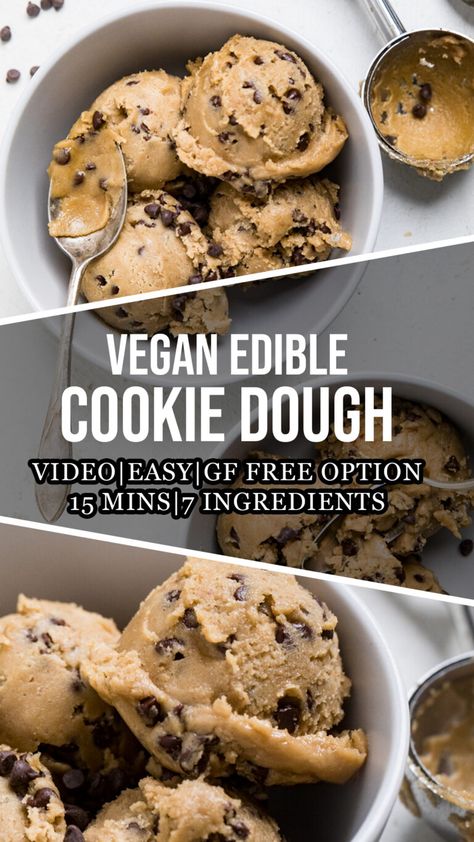 Vegan Edible Chocolate Chip Cookie Dough Vegan Edible Cookie Dough, Vegan Chocolate Chip Cookie Dough, Edible Chocolate Chip Cookie Dough, Chickpea Cookie Dough, Cookie Dough To Eat, Edible Cookie Dough Recipe, Protein Cookie Dough, Cookie Dough Recipe, Protein Cookie