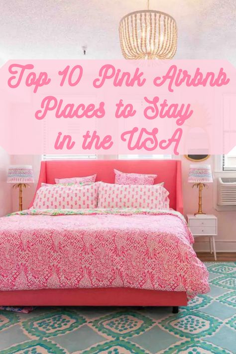 Check out the best pink Airbnbs for you to stay in while you are traveling to the USA! #pinkAirbnbs #PinkVacationRentalHomes #AirbnbReviews #TopPinkAirbnbsintheUSA #USATravelReviews #PrettyinPink #VisitUSA #UnitedStatesTravel #UniqueVacationRentals #BeautifulPinkPlaces #BestPinkHouses #PinkHouse #PinkCondo #PinkLoft #PinkMansion Bachelorette Air Bnb, Girly Airbnb, Birthday Airbnb, Airbnb Birthday Party Ideas, Pink Air Bnb, Pink Airbnb, Bachelorette Airbnb, Pink Beach House, Themed Airbnb