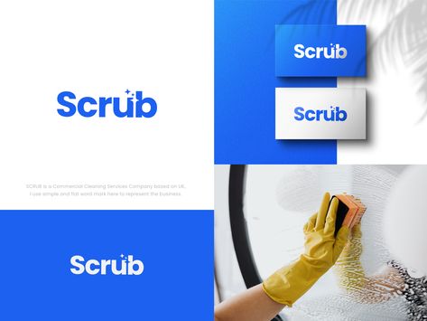 Visual identity Of SCRUB, 

SCRUB  is a Commercial Cleaning Services Company based on UK, I use simple and flat icon here to represent the business.
Let me hear your feedback on it ,

Thank you very much! Cleaning Business Branding, Clean Service Logo, Cleaning Service Branding, Cleaning Company Branding, Cleaning Logo Design Ideas, Cleaning Branding, Window Cleaning Logo, Cleaning Logo Business, It Company Logo