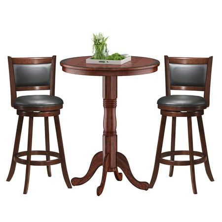 Our 30 inch pub table set with spacious tabletop can meet your various needs, and you can place it on the entryway, kitchen, living room, dining room, patio or other places according to your demands. This round bistro table set with classic appearance will add a sense of elegance to your space. The stable base ensures great stability, which allows you to place different items on the table. Besides, the bar stools seat and back are softly upholstered with superior sponge to allow you to comfortab Round Bar Height Table, Bistro Table Set, Round Bar Table, Bar Table And Stools, Pedestal Side Table, Chess Table, Table Bistrot, Pub Table Sets, Bar Height Table