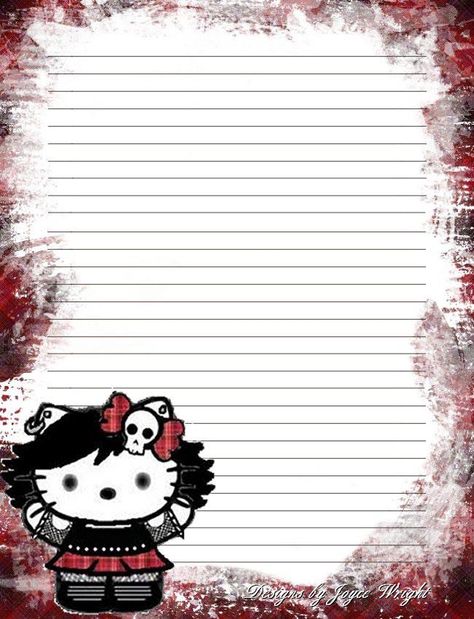 Emo Stationary, Writing Paper Template, Stationary Printable, Memo Pad Design, Dark Kawaii, Creative Notebooks, Writing Paper Printable Stationery, Free Printable Stationery, Note Pad Design