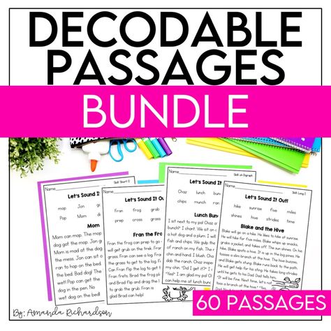 Decodable Passages Bundle Decodable Passages, Bilingual Teaching, Decodable Books, Decodable Readers, Decoding Words, Small Group Reading, Teaching Posters, Phonics Practice, Reading Comprehension Questions