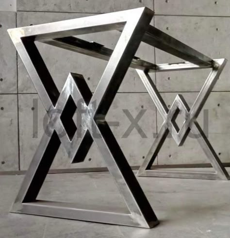 Metal Table Legs Ideas, Table Legs Ideas, Metal Legs Table, Steel Frame Furniture, Meja Sofa, Diy Table Legs, Steel Furniture Design, Dining Table Base, Steel Table Base