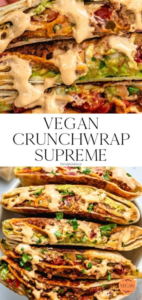 Vegan Crunchwrap, Crunchwrap Supreme Recipe, Chips Recipes, Crunchwrap Supreme, Zucchini Chips, Vegan Lunch Recipes, Plant Based Meals, Vegan Mexican, Tasty Vegetarian Recipes