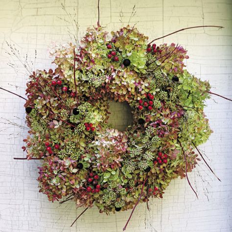 Hydrangea Wreath Diy, Gardening Magazine, Fine Gardening Magazine, Big Leaf Hydrangea, Bigleaf Hydrangea, Panicle Hydrangea, Straw Wreath, Oakleaf Hydrangea, Boho Chique