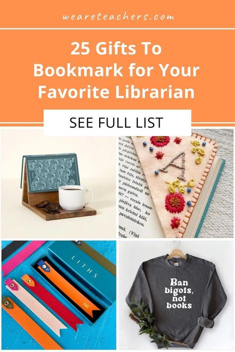 We go through the top gifts for a librarian, from book valets (you read that right) to literary apparel to snack boxes. Gifts For A Librarian, Librarian Appreciation Ideas Gifts, Librarian Gift Ideas, Inexpensive Diy Gifts, Librarian Gifts, Gift For Librarian, Discounts For Teachers, Snack Boxes, We Are Teachers