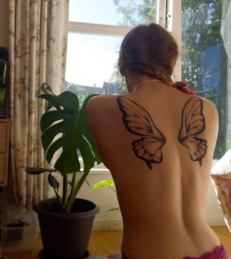 Butterfly Wing Tattoos On Back, Butterfly Tattoo Wings Back, Moth Wing Tattoo On Back, Butterfly Wing Tattoo On Back, Pixie Wings Tattoo On Back, Wing Tattoo Designs For Women Back, Fairy Wings Tattoo On Back Women, Fairy Wings Tattoo On Back, Butterfly Wing Back Tattoo