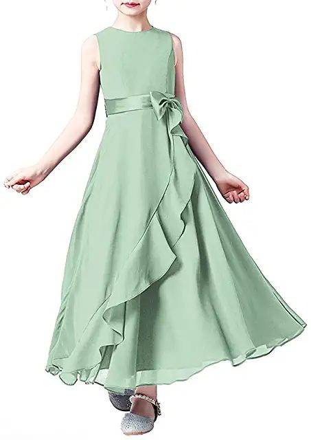 Amazon.com : sage green girls dress Ruffle Flower Girl Dress, Girl Green Dress, Hi Friend, Ruffle Flower, Professional Dress, Dresses Chiffon, Ankle Length Dress, Kids Dresses, 2024 Wedding