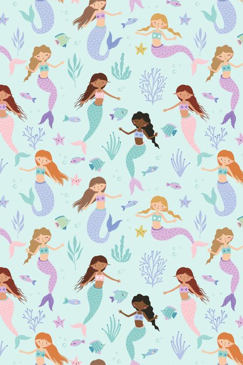 Mermaid Seamless Pattern, Mermaid Illustration, Mermaid Pattern, Kids Pjs, Unicorn Pattern, Canva Pro, Leeds United, Freelance Artist, App Icon Design