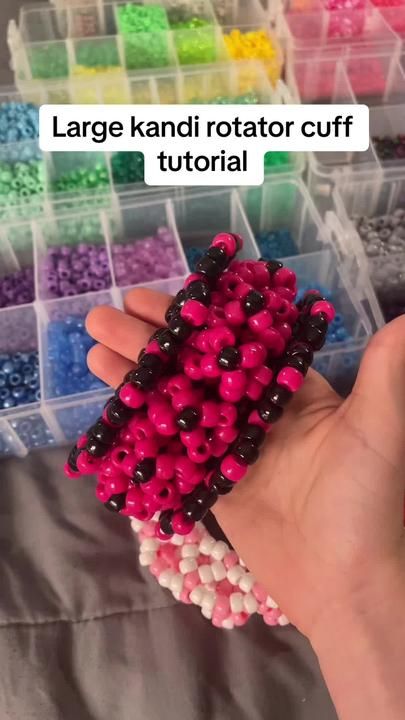 🏳️‍🌈💅Raine🔪🖤 on TikTok How To Make A Rotator Cuff Kandi, How To Make A Rotating Kandi Cuff, Rotator Cuff Kandi, Rotating Kandi Cuff Tutorial, Kandi Cuff Tutorial, Small Kandi Cuff Patterns, Kandi Tutorial, Rotating Kandi Cuff, Kandi Rotating Cuff