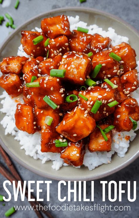 Stir-Fried Sweet Chili Tofu Sweet Chili Tofu Bowls, Sweet Chili Bowl, Sweet And Sour Tofu Stir Fry, Sweet Chilli Tofu Recipes, Sweet Chili Tofu Recipes, Chili Tofu Recipe, Fried Tofu Dishes, Tofu Sweet Chili, Sweet Chili Stir Fry