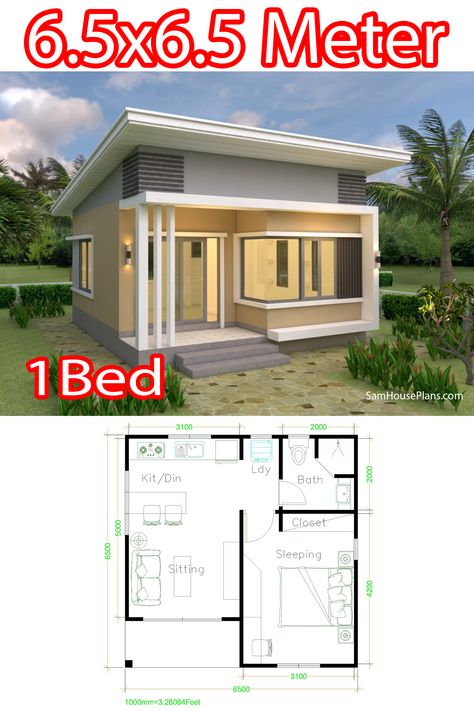 1bhk Flat Plan, Small House Floor Plans 1 Bedroom, Gossip Quotes, Bed Bunk, Small Modern House Plans, Small Cottage House Plans, Affordable House Plans, Modern Small House Design, Small House Design Exterior