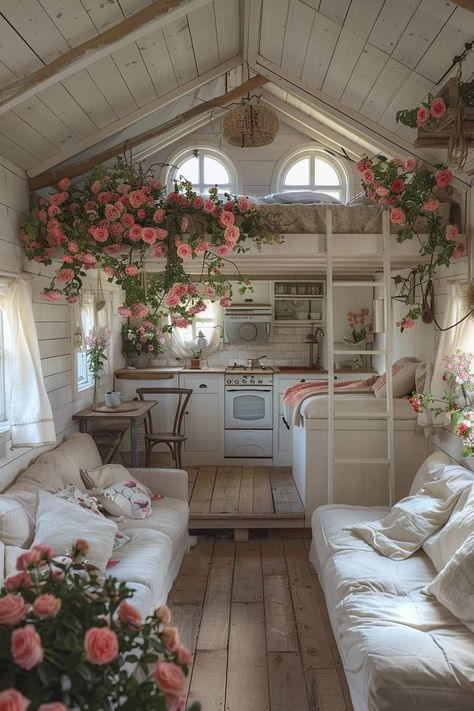 Via Tiny House Life on Facebook Tiny House Inspiration, Bloxburg Ideas, Tiny Cottage, Casa Vintage, Dream House Rooms, Tiny House Interior, Dream Room Inspiration, Tiny House Living, Dream House Interior