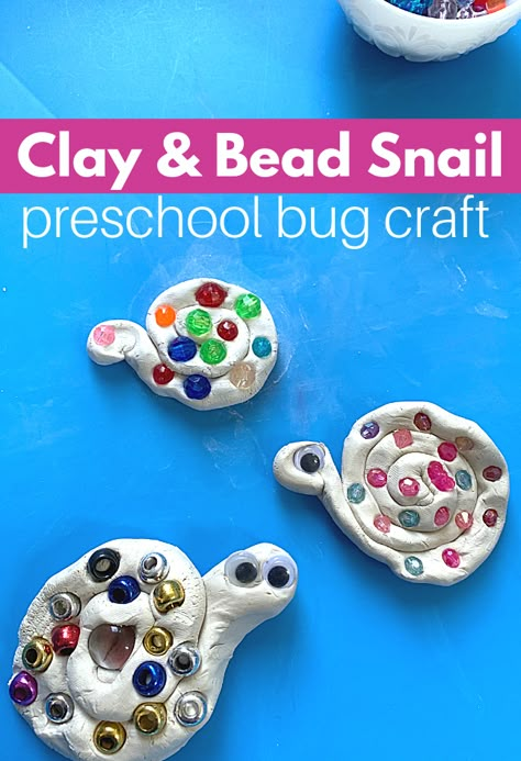 Snails Preschool, Bug Craft, Clay Activity, Snail Craft, Bugs Preschool, Preschool Art Projects, Circle Time Activities, Clay Crafts For Kids, Playdough Activities