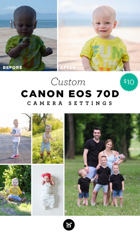 Custom camera settings for the Canon EOS 70D to help you take better photos in the real world. Learn how to setup your camera for portraits, food, landscapes, nature and more. Download the cheat sheets to your phone or print at home and take them with you wherever you go. Camera Settings For Portraits, Kamera Dslr, Nikon D5500, Simple Camera, Nikon D5600, Dslr Photography Tips, Camera Car, Nikon D5100, Photography Cheat Sheets