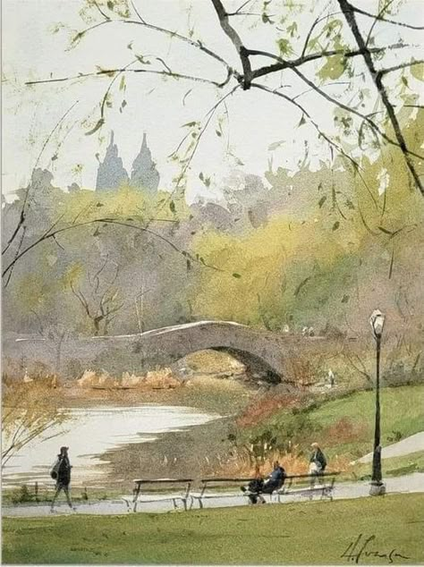 Andy Evansen, Easy Painting Projects, Watercolor Guide, Master Watercolor, Watercolor Scenery, Sketch Watercolor, Canvas Art Projects, Watercolor Architecture, Flow Painting