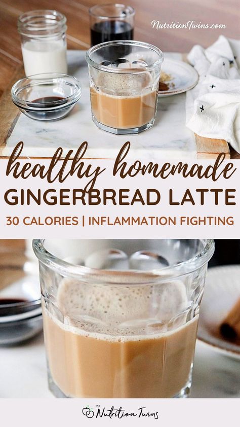 This healthy homemade gingerbread latte is so delicious and the perfect holiday coffee treat! We've shaved 100 calories off a small, typical-size latte with this healthy gingerbread latte recipe - ours is just 33 calories! The cinnamon in this gingerbread latte also helps reduce inflammation - double win! This Starbucks copycat recipe for a delicious gingerbread latte whips up in no time. Try this healthy gingerbread latte recipe today! Gingerbread Latte Recipe, Healthy Gingerbread, Homemade Gingerbread, Coffee Treats, Copycat Starbucks Recipes, Gingerbread Latte, Starbucks Copycat, Post Workout Food, Latte Recipe