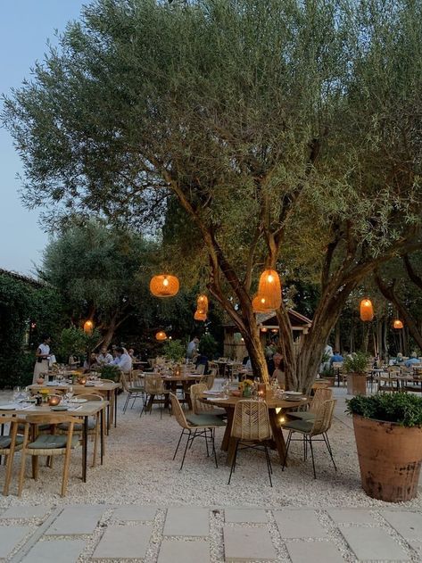 South Of France House, Outdoor Restaurant Patio, Resort Interior Design, Restaurant Exterior Design, Restaurant Design Inspiration, France Aesthetic, Food Summer, Restaurant Patio, Outdoor Dinner