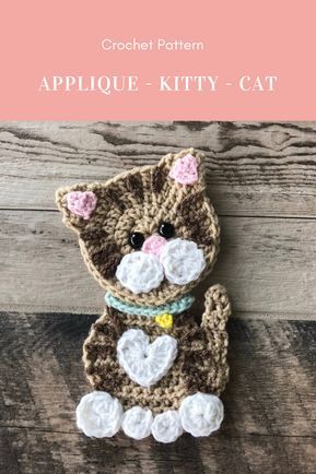 Applique Patterns Free, Crochet Applique Patterns, Crochet Appliqué, Crochet Applique Patterns Free, Crocheted Cat, Cottage Designs, Cat Applique, Idee Cricut, Crochet Appliques