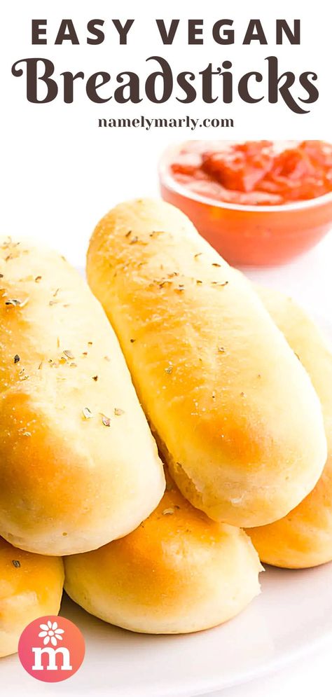 Looking for better than Olive Garden breadsticks? For the best Vegan Breadsticks experience make this recipe to serve alongside your favorite plant-based dinners.#breadsticks #namelymarly #veganbread Vegan Breadsticks, Gluten Free Breadsticks, Garden Bread, Vegan Garlic Bread, Olive Garden Breadsticks, Cheese Bread Sticks, Breadsticks Recipe, Vegan Bread Recipe, Bread Sticks Recipe